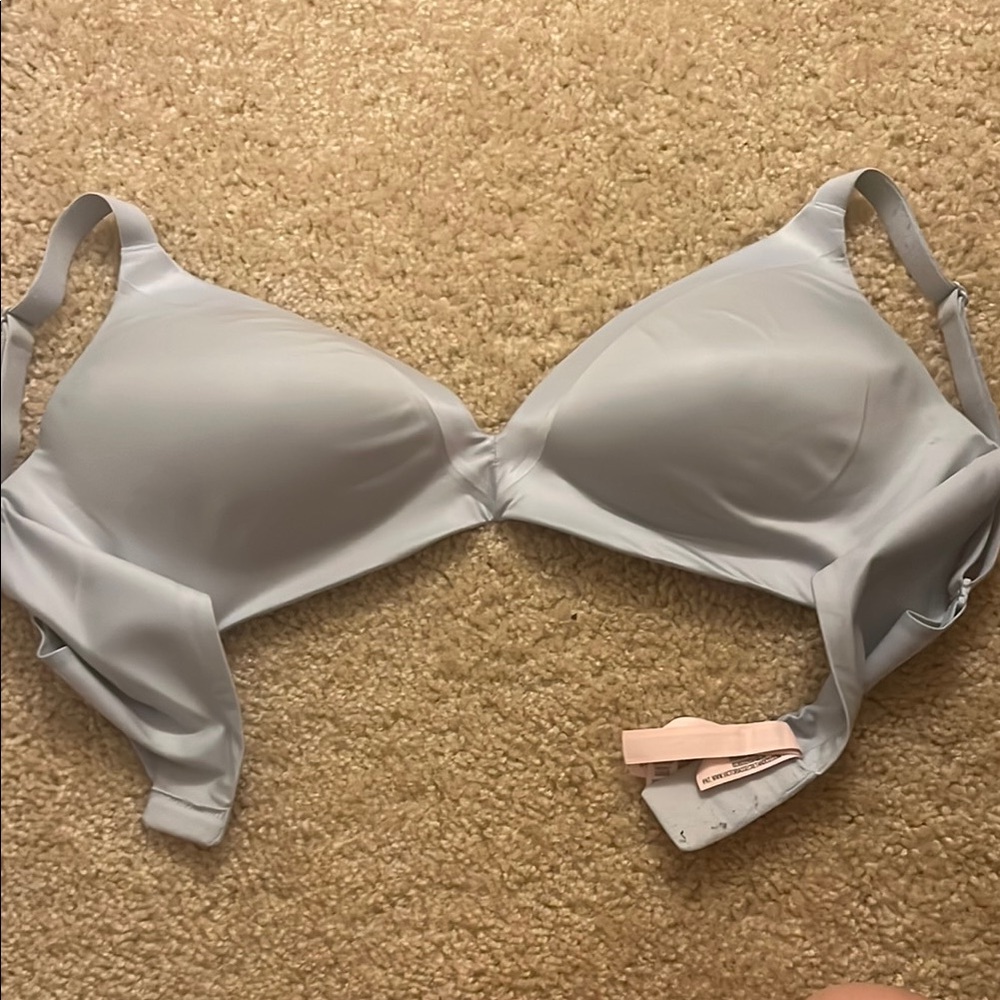 Victoria's Secret Gray T-Shirt Bra with Lace Detail